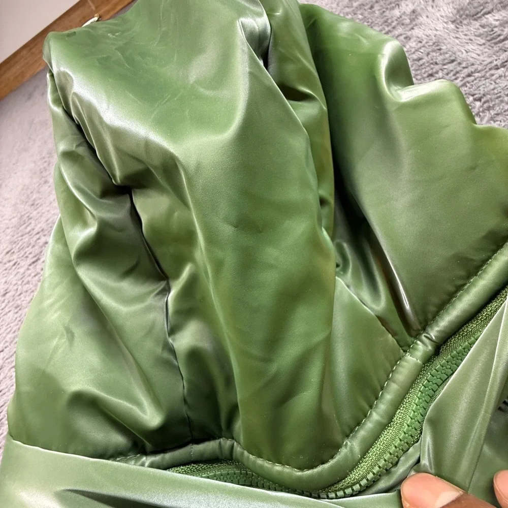 Rachel Zoe Pet Dog Puffer Jacket NWT XL Green Full Body Hooded Soft Fleece